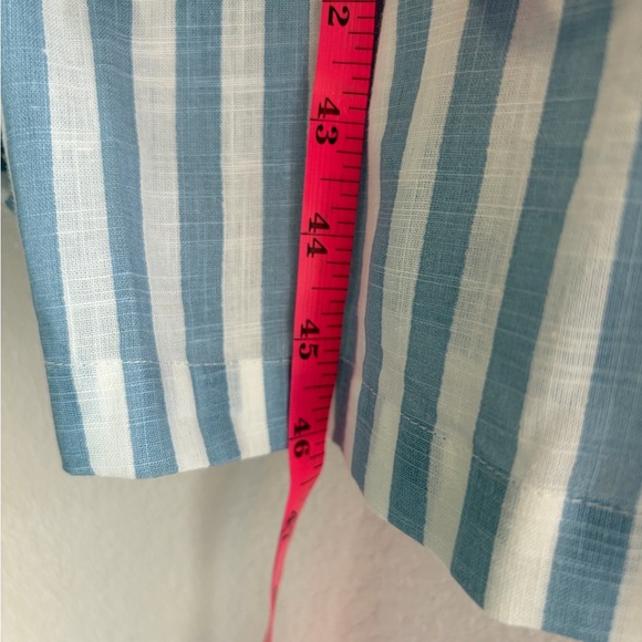 Bombay Paisley Light Blue Striped Cotton Button Front Midi Dress Pockets Summer - Picture 12 of 13